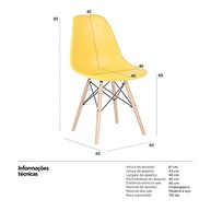 Cadeira Charles Eames Eiffel DSW Amarela - Design Moderno com Pés de Madeira Clara - imagem 3
