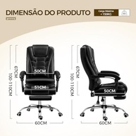 Cadeira de Escritório Presidente Ergonômica com Apoio para Pés e Encosto Ajustável - Conforto Premium para Home Office - imagem 3