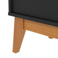 Buffet Aparador Ripado 2 Portas com Pés de MDF Astúrias 92cm - Design Moderno em Preto e Cedro - imagem 5