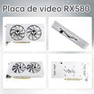 MOUGOL Placa de Vídeo AMD Radeon RX580 8GB 2048SP GDDR5 256 bits, placa de vídeo para jogos de PC com porta de exibição HDMI DVI PCI Express x 16 3.0 GPU com ventiladores duplos (Branco) - imagem 3