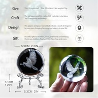 ZEERSHEE Estatueta Bola de Cristal Pombo da Paz 3D 60mm com Suporte de Vidro - Decoração Elegante para Mesa - imagem 4