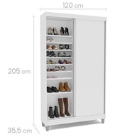 Sapateira Diamante 20 Prateleiras com 2 Portas de Correr Yescasa Branco - imagem 3