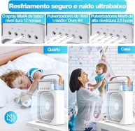 Ventilador Portátil com Função de Climatizador e Umidificador | 3 Velocidades, Tanque 600ml, Luz LED RGB - imagem 5