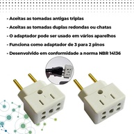 KIT 3 Adaptadores de Tomada Universal Premium em Porcelana 10A/20A Bivolt - imagem 4