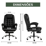 Cadeira de Escritório Presidente Ergonômica com Apoio de Pés | Couro Sintético Premium e Encosto Ajustável - imagem 3
