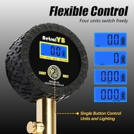 Manômetro Digital de Pressão de Pneus 100 PSI com Display LED e Mandril Giratório 360° - imagem 3