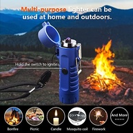 RSBYE Isqueiro Elétrico de Arco À Prova de Vento de Plasma, Recarregável Por Usb, Isqueiro de Arco Duplo, À Prova D'Água, Sem Chama, com Cordão para Acampamento, Caminhada, Caça, Sobrevivência Ao Ar L - imagem 3