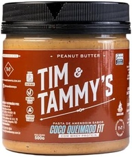Tim & Tammy's Pasta de Amendoim Coco Queimado Fit com Whey Protein, Zero Açúcar, 500g - imagem 3