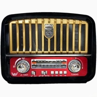 Caixa de Som Retrô Dourada: Rádio AM/FM, Bluetooth, USB, SD e Lanterna - imagem 3