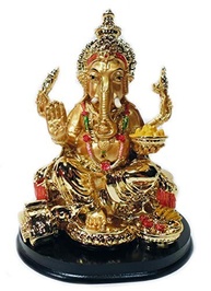 Estatueta de Ganesha Dourada em Resina - 12cm | Decoração Religiosa com Detalhes Realistas - imagem 2