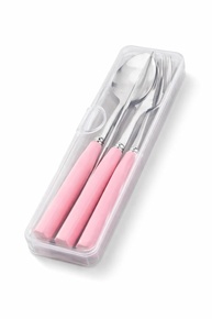 Conjunto de Talheres em Aço Inox com Estojo Rosa - Ideal para Marmitas Fit e Refeições Saudáveis - imagem 1