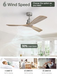 Ventilador de Teto Sofucor 52" com Controle Remoto | 3 Lâminas de Madeira Esculpida | Silencioso e Moderno para Casa e Ambientes Externos - imagem 5