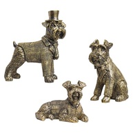 Conjunto de 3 Estatuetas de Cachorro Douradas Vintage em Resina - Decoração Moderna para Casa - imagem 2
