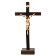 Crucifixo de Mesa em Madeira com Cristo em Resina Realista - 30 cm - imagem 1