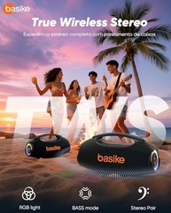 Basike Caixa de Som Bluetooth 80W RMS TWS Estéreo RGB IPX6 - Festa e Exterior - imagem 5