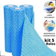 Kit 5 Rolos Pano de Limpeza Multiuso Azul 28x40cm - 250 Pano Reutilizável - imagem 3