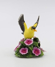 Estatueta de Pássaro Dourado em Porcelana com Flores de Rosa Selvagem - 9,5 cm | Decoração Elegante e Requintada - imagem 3