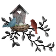 Arte de Parede Rústica em Metal com Design de Casa de Pássaro – Decoração Natural para Sala, Cozinha e Jardim - imagem 1