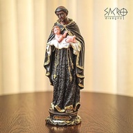 Imagem de São Benedito em Resina 30cm - Peça Sagrada Importada para Decoração e Oração - imagem 3