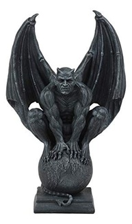 Estátua de Lúcifer Satanás Agachado no Globo - Escultura Apocalíptica 29,8cm - imagem 2