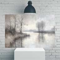 Arte de Parede Tela Rústica Vintage - Calm River Winter Scene 30x45cm | Decoração Moderna para Casa e Escritório - imagem 2