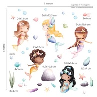Adesivo de Parede Infantil Sereias Aquarela - Decore o Quarto da Sua Filha com Magia! - imagem 3