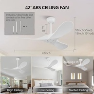 Ventilador de Teto KBZZ 106cm Branco – Silencioso, Reversível, 6 Velocidades, Controle Remoto - imagem 3
