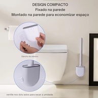 Kit 2 Escovas Sanitárias de Silicone com Suporte Antibacteriana - Limpeza Completa e Higiênica para Banheiro - imagem 5