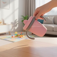 Copo de Treinamento Infantil 240ml com Bico de Silicone Antivazamento - Rosa - imagem 4