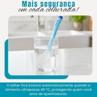Jogo Colher e Garfo Infantil Termossensível Azul - Talheres de Silicone que Mudam de Cor com a Temperatura - imagem 4
