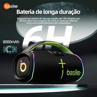 Caixa de Som Bluetooth Basike H61: Som Hi-Fi 60W, Luzes RGB e Resistência IPX6 - imagem 4