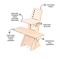 Suporte para Notebook em Madeira Regulável - Standing Desk Ergonômico de Qualidade - imagem 5