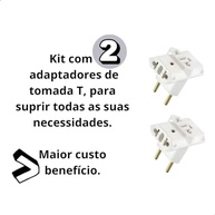 Kit 2 Adaptadores de Tomada T 3 Pinos 10/20A Bivolt - Mais Conexões com Segurança! - imagem 3