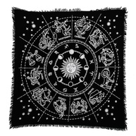 Pano de Altar Quadrado para Tarot e Wicca - 45,72cm - Tecido de Algodão com Franjas e Estampa Prateada - imagem 2