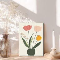 Arte de Parede em Tela Moderna 29x28cm - Moldura de Madeira com Design Floral Minimalista | Decoração Pronta para Pendurar - imagem 5