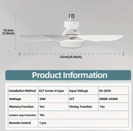 Ventilador de Teto com Controle Remoto, 3 Velocidades, Lâmpada LED Silenciosa, Design Moderno - imagem 3