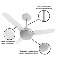 Ventilador de Teto Aliseu Alisclean Preto 90cm com Controle de Parede 127V - imagem 5