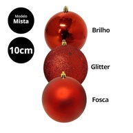 Jogo 6 Bolas de Natal 10cm Vermelhas: Glitter, Fosca e Lisa - Toque de Elegância Bela Flor - imagem 5