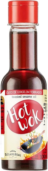 Óleo de Gergelim Torrado Hot Wok 100ml Natural Comida Japonesa Oriental Saladas Molhos Preparos Toque do Chefe Sésamo Real - imagem 1