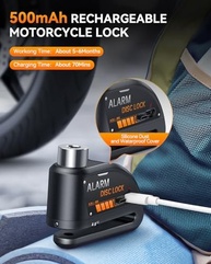 Trava de Disco Moto/Scooter com Alarme 120dB Antirroubo Recarregável - Segurança Máxima! - imagem 5
