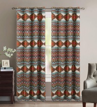 Conjunto de Cortinas Rústicas Utah: Isolamento Térmico e Estilo Sudoeste em Azul Turquesa e Marrom - imagem 1