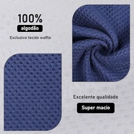 Kit 6 Panos de Prato 100% Algodão Waffle - Ultra Macios, Absorventes e de Secagem Rápida - 30x30cm (Azul Marinho) - imagem 5