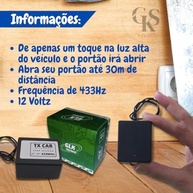 Controle Remoto Universal 433MHz para Portão de Garagem e Farol de Carro/Moto 12V - Preto GKS - imagem 4