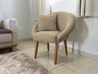 Poltrona Capitonê para Recepção e Sala de Estar - Tecido Veludo Resistente com Pés de Madeira - imagem 3