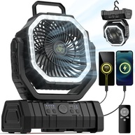 Ventilador de Acampamento com Bateria 20000mAh, 4 Velocidades, Lanterna LED e Gancho - Ideal para Camping, Praia e Ambientes Internos - imagem 2