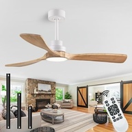 Ventilador de Teto 132cm com Luz e Controle Remoto - 3 Lâminas de Madeira Maciça - imagem 2