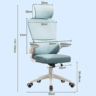 Cadeira de Escritório Ergonômica com Malha Respirável, Encosto Ajustável e Apoio Lombar - Verde - imagem 3