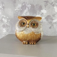 Coruja Decorativa em Resina com Base de Vidro - Simbolo de Sabedoria e Estilo para Ambientes Inteligentes - imagem 1