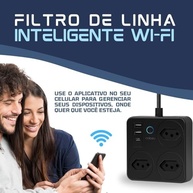 Filtro de Linha Inteligente Wi-Fi: Controle Total com 3 Tomadas, 2 USB, 1 USB-C e App Celular - imagem 5