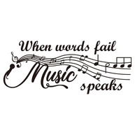 Decalque de Parede When Words Fail Music Speaks - Vinil Decorativo para Sala de Música - imagem 1